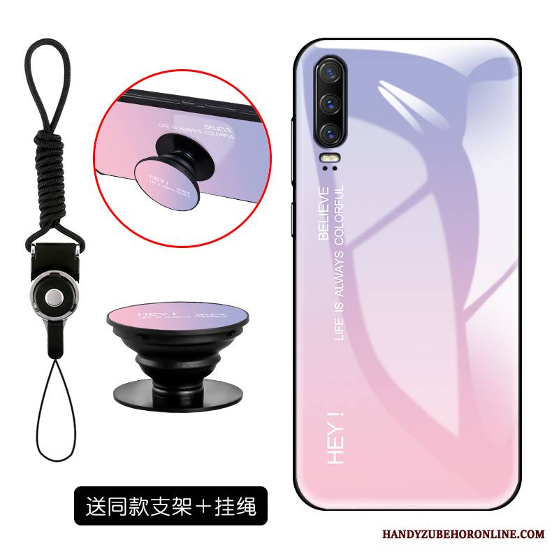 Huawei P30 Futerał Szkło Hartowane Gradient Anti-fall Miękki Ochraniacz Moda Osobowość