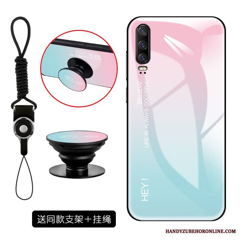 Huawei P30 Futerał Szkło Hartowane Gradient Anti-fall Miękki Ochraniacz Moda Osobowość