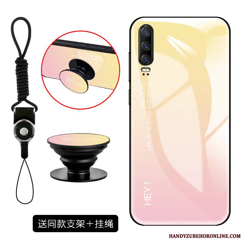 Huawei P30 Futerał Szkło Hartowane Gradient Anti-fall Miękki Ochraniacz Moda Osobowość