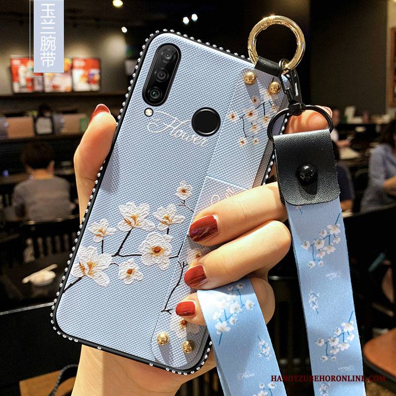 Huawei P30 Lite Futerał Miękki Ochraniacz Fioletowy Anti-fall Wiszące Ozdoby Etui Długie