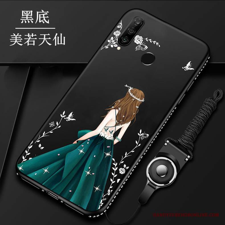 Huawei P30 Lite Miękki Futerał Kreatywne Wiszące Ozdoby Czerwony Etui Na Telefon Moda