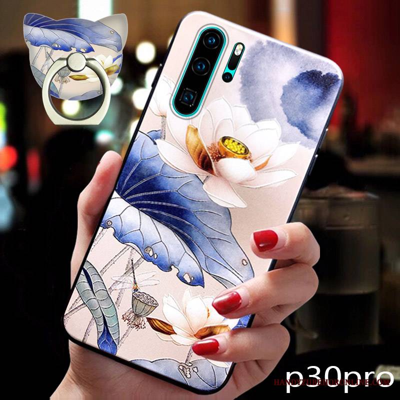 Huawei P30 Pro Chiński Styl Miękki Futerał Osobowość Tendencja Niebieski Cienkie