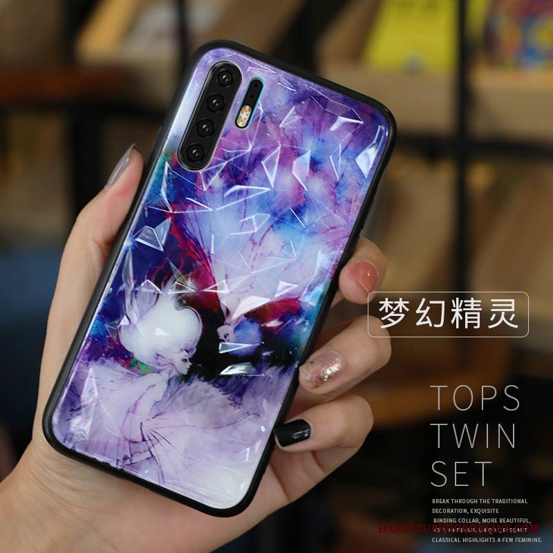 Huawei P30 Pro Futerał Anti-fall Niebieski Miękki Piękny Kreatywne Etui Wiszące Ozdoby