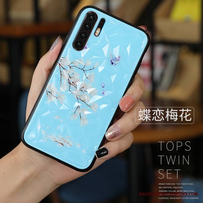 Huawei P30 Pro Futerał Anti-fall Niebieski Miękki Piękny Kreatywne Etui Wiszące Ozdoby