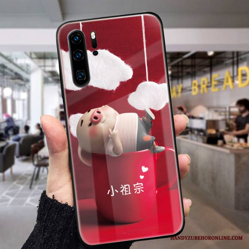 Huawei P30 Pro Futerał Ochraniacz Kreskówka Tendencja Szkło Czerwony Zakochani Czerwony Netto