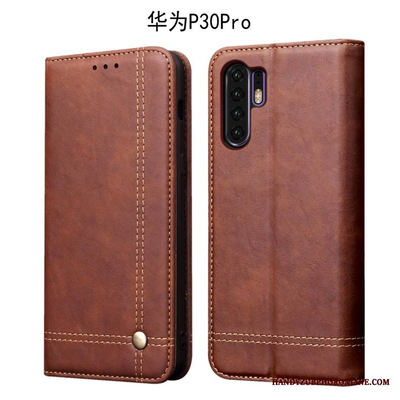 Huawei P30 Pro Skórzany Futerał Etui Na Telefon All Inclusive Anti-fall Obudowa Miękki Vintage