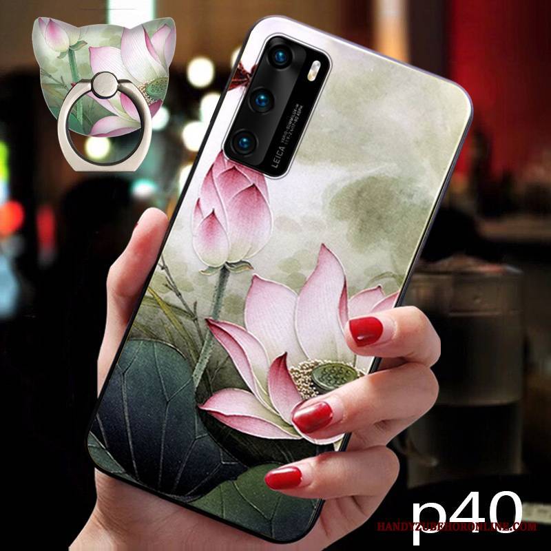 Huawei P40 Etui Na Telefon Kwiaty Anti-fall Futerał Silikonowe Vintage Modna Marka