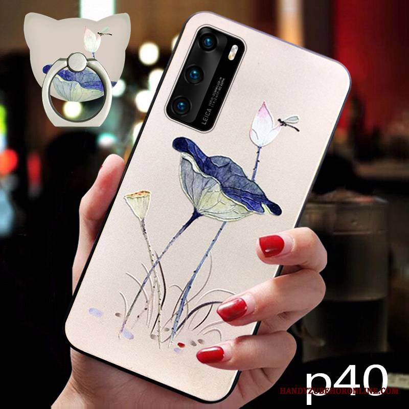 Huawei P40 Etui Na Telefon Kwiaty Anti-fall Futerał Silikonowe Vintage Modna Marka