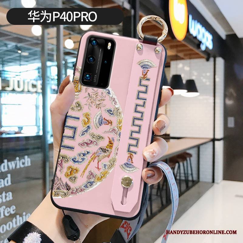 Huawei P40 Pro Futerał Vintage Pałac Etui Chiński Styl Wzór Miękki Purpurowy