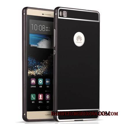 Huawei P8 Futerał Jasny Niebieski Etui Na Telefon Granica Metal Relief Cienkie Tylna Pokrywa