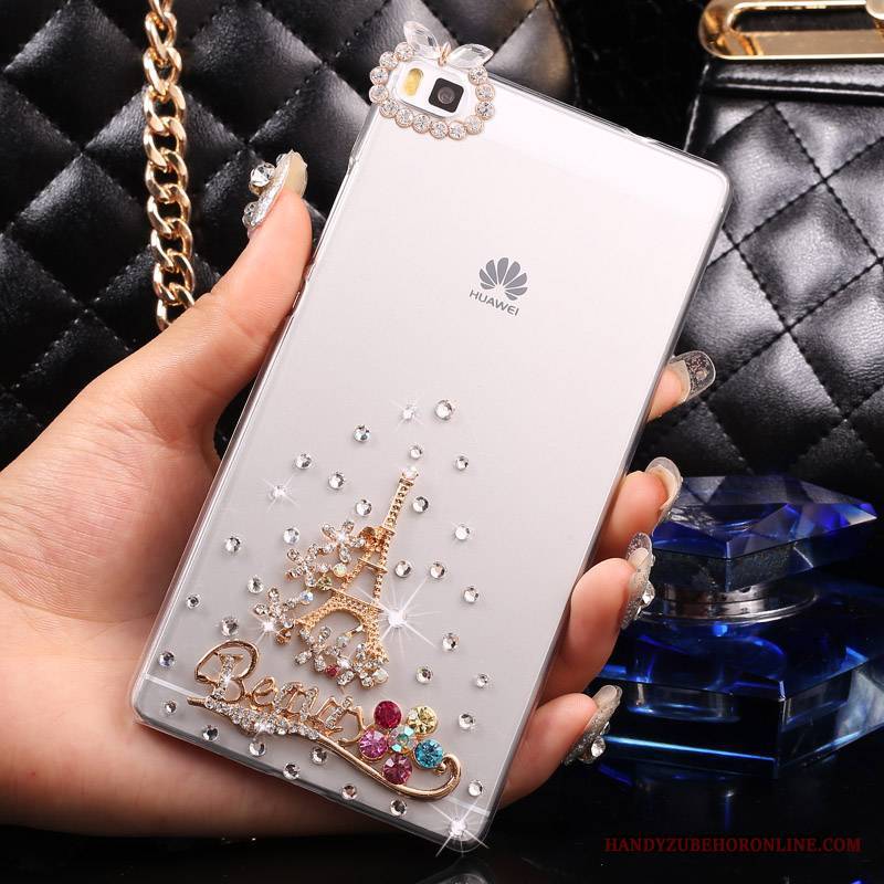 Huawei P8 Lite Ochraniacz Srebro Futerał Rhinestone Młodzież Etui Trudno