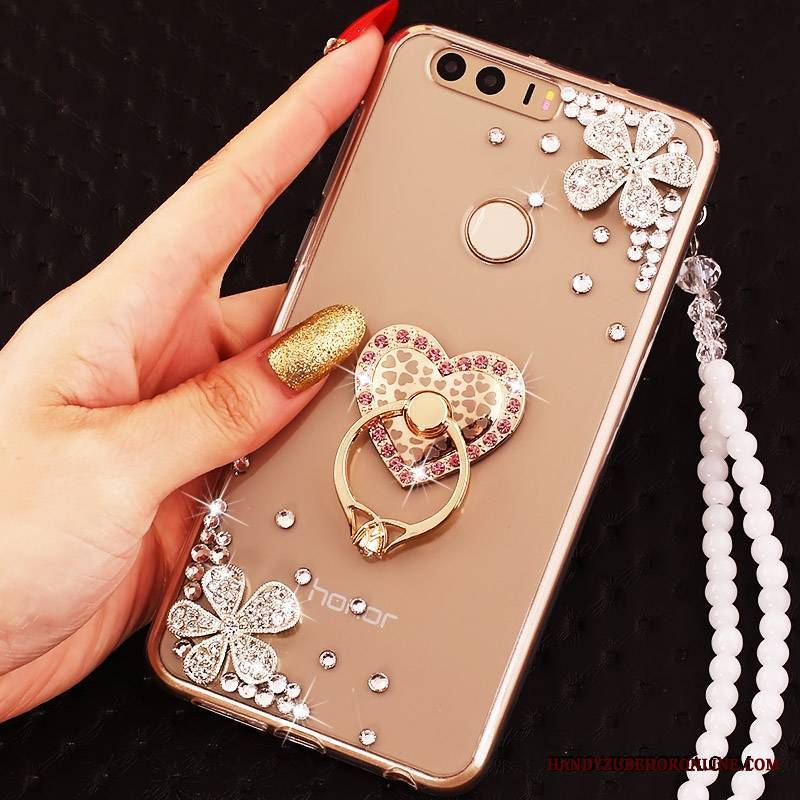 Huawei P9 Etui Na Telefon Ochraniacz Silikonowe Rhinestone Złoto Futerał Ring