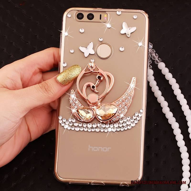 Huawei P9 Etui Na Telefon Ochraniacz Silikonowe Rhinestone Złoto Futerał Ring