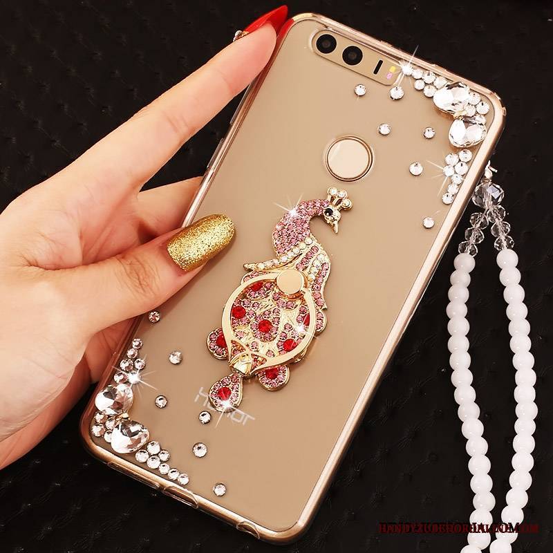 Huawei P9 Etui Na Telefon Ochraniacz Silikonowe Rhinestone Złoto Futerał Ring