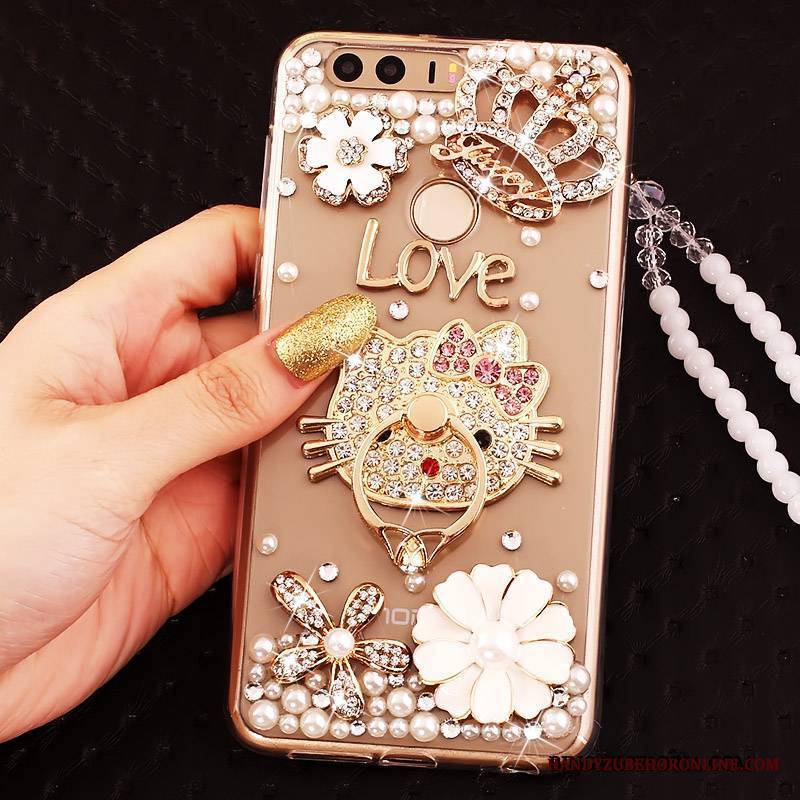 Huawei P9 Etui Na Telefon Ochraniacz Silikonowe Rhinestone Złoto Futerał Ring