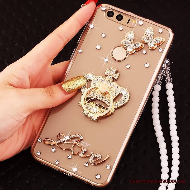 Huawei P9 Etui Na Telefon Ochraniacz Silikonowe Rhinestone Złoto Futerał Ring