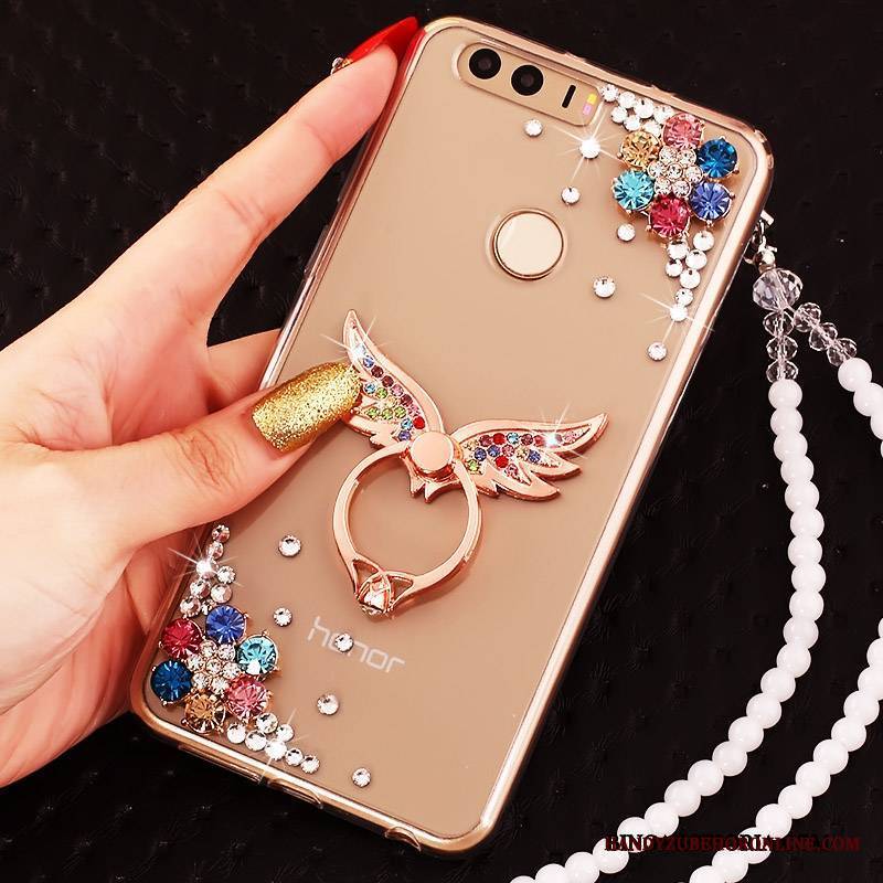 Huawei P9 Etui Na Telefon Ochraniacz Silikonowe Rhinestone Złoto Futerał Ring