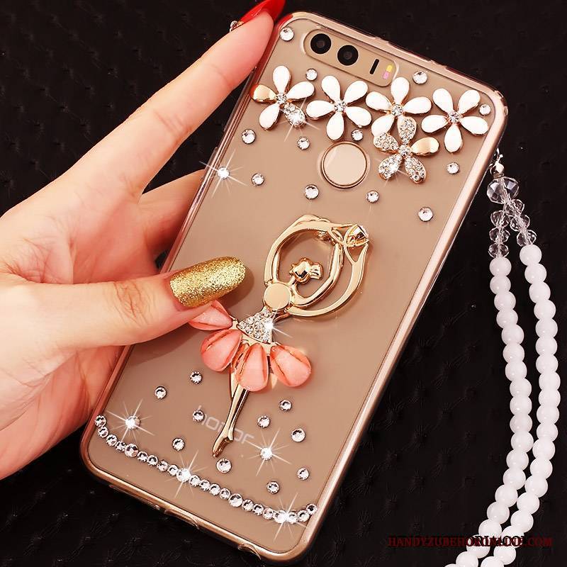 Huawei P9 Etui Na Telefon Ochraniacz Silikonowe Rhinestone Złoto Futerał Ring