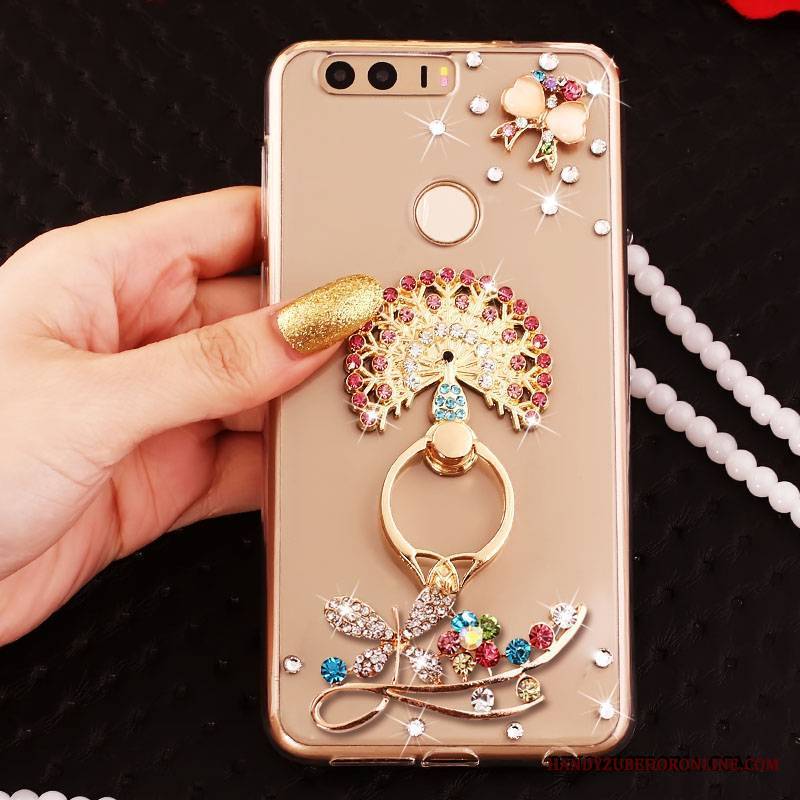 Huawei P9 Etui Na Telefon Ochraniacz Silikonowe Rhinestone Złoto Futerał Ring