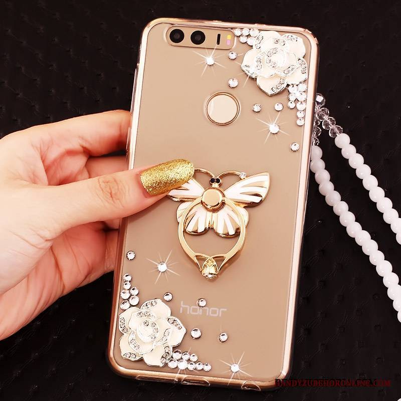 Huawei P9 Etui Na Telefon Ochraniacz Silikonowe Rhinestone Złoto Futerał Ring