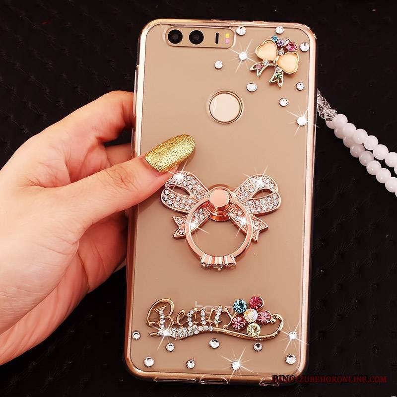 Huawei P9 Etui Na Telefon Ochraniacz Silikonowe Rhinestone Złoto Futerał Ring