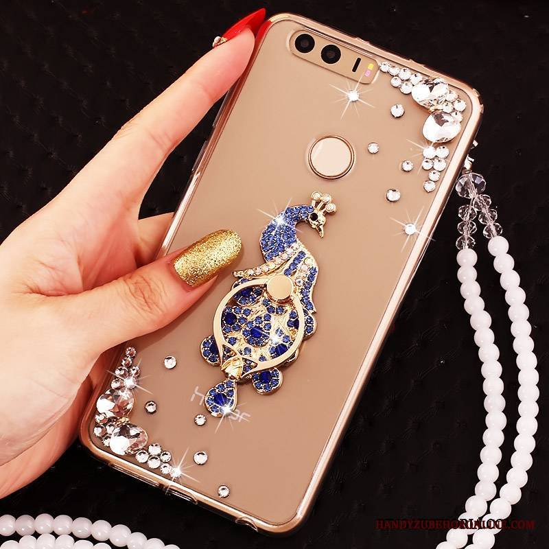 Huawei P9 Etui Na Telefon Ochraniacz Silikonowe Rhinestone Złoto Futerał Ring