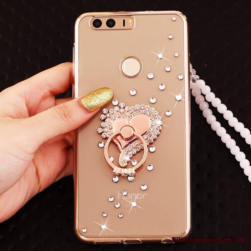 Huawei P9 Etui Na Telefon Ochraniacz Silikonowe Rhinestone Złoto Futerał Ring