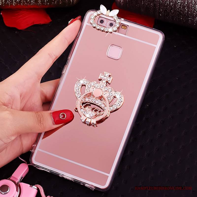 Huawei P9 Plus Futerał All Inclusive Etui Silikonowe Etui Na Telefon Wiszące Ozdoby Rhinestone Ring