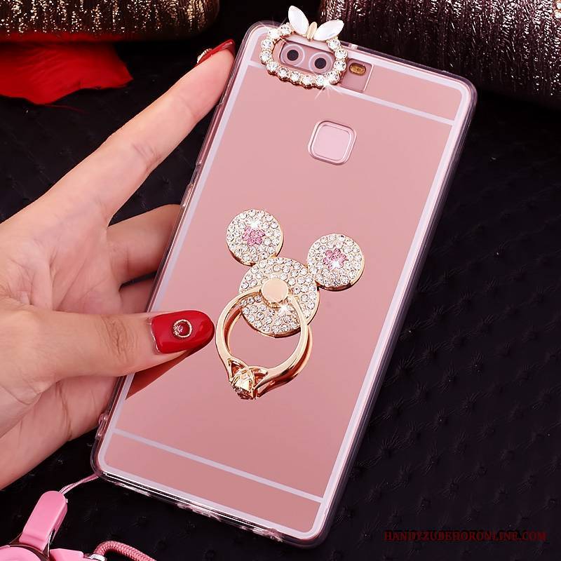 Huawei P9 Plus Futerał All Inclusive Etui Silikonowe Etui Na Telefon Wiszące Ozdoby Rhinestone Ring