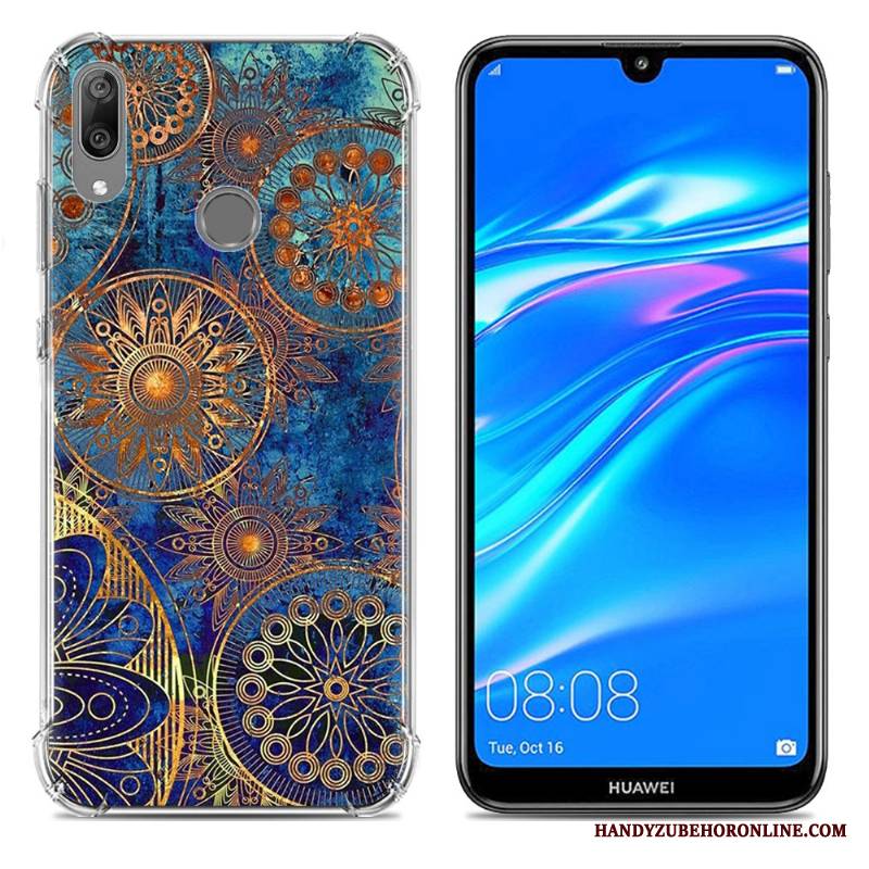 Huawei Y7 2019 Futerał Balon Kreatywne Niebieski Silikonowe Telefon Komórkowy Miękki Anti-fall