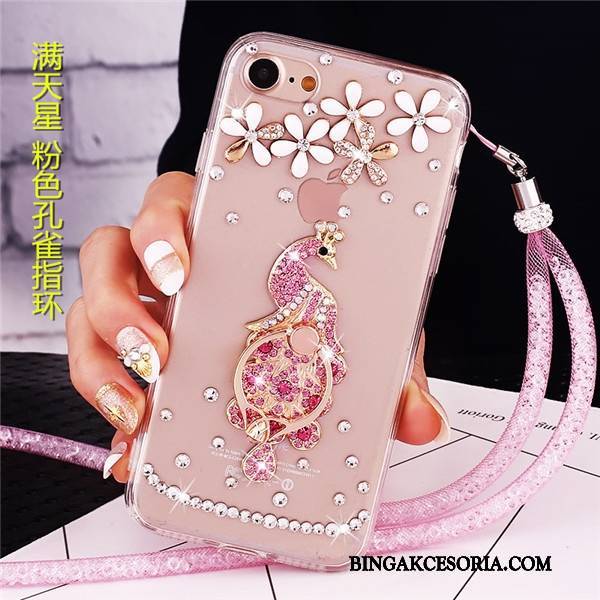 Lg V30s Tinq Anti-fall Futerał Purpurowy Ochraniacz Rhinestone Etui Na Telefon Wiszące Ozdoby