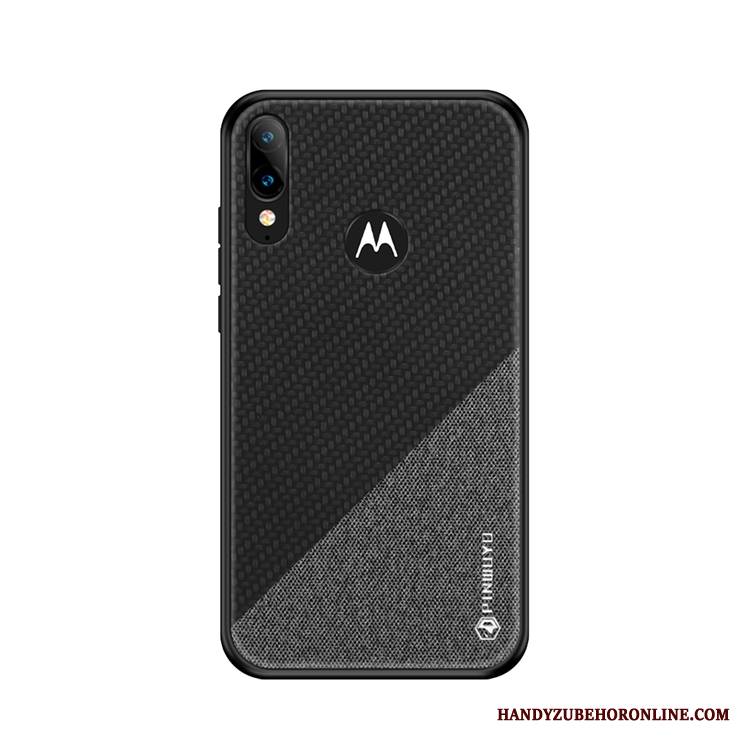 Moto E6 Plus Anti-fall Wzór All Inclusive Etui Żółty Płótno Futerał