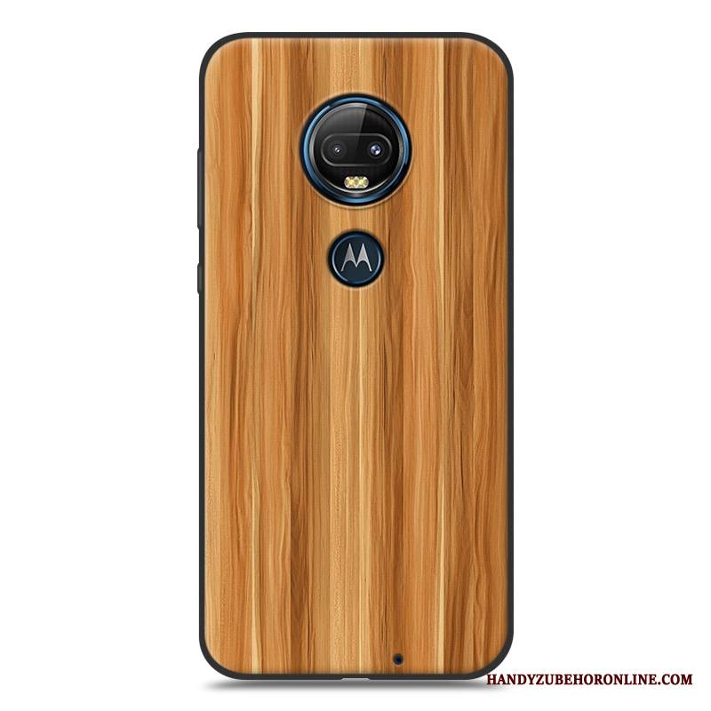 Moto G7 Futerał Proste Etui Na Telefon Ochraniacz Ziarno Drewna Miękki Szary