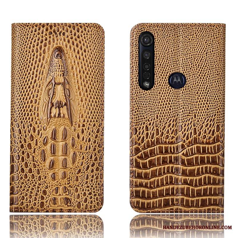 Moto G8 Plus Futerał All Inclusive Etui Krokodyl Niebieski Ochraniacz Obudowa Prawdziwa Skóra