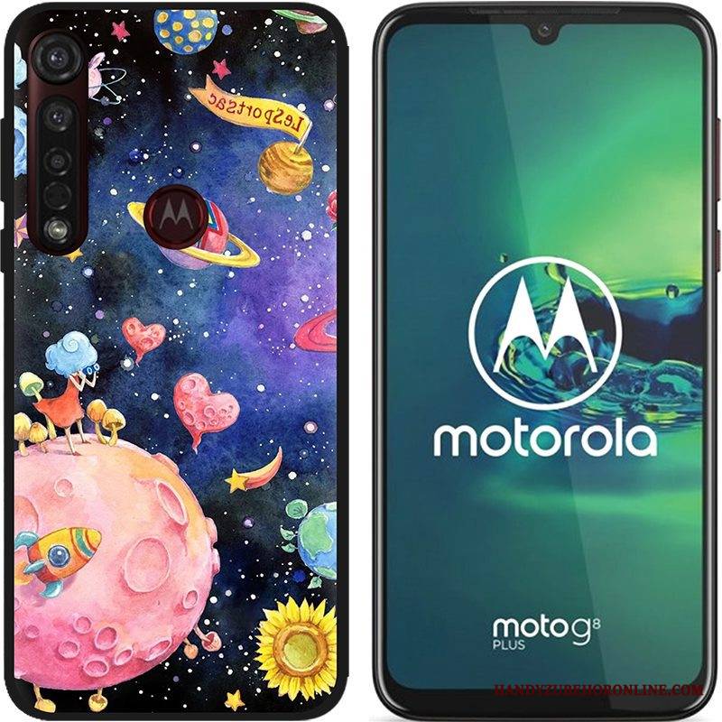 Moto G8 Plus Futerał Kreatywne Nubuku Gorąca Sprzedaż Czarny Kolor Różowe Kreskówka