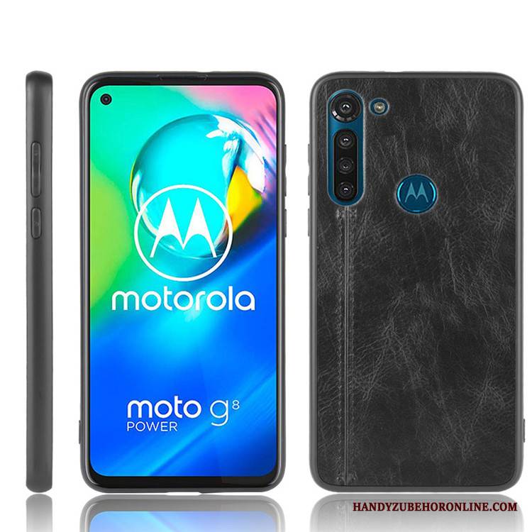 Moto G8 Power Etui Czarny Skóra Modna Marka Futerał Anti-fall All Inclusive