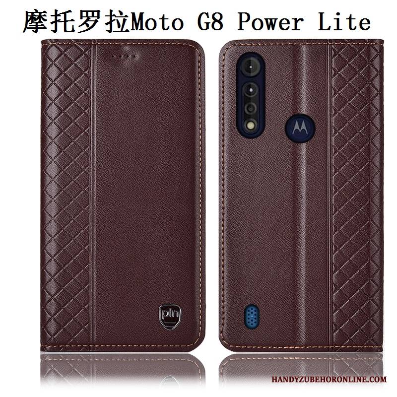 Moto G8 Power Lite Futerał All Inclusive Brązowy Ochraniacz Anti-fall Etui Etui Na Telefon Prawdziwa Skóra