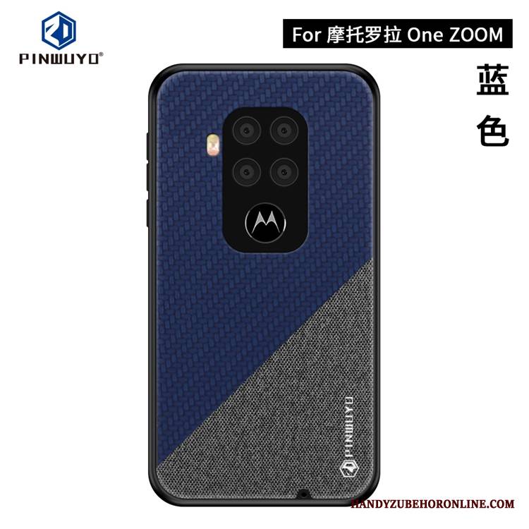 Motorola One Zoom Etui Na Telefon Cienkie Płótno Wzór Niebieski Futerał