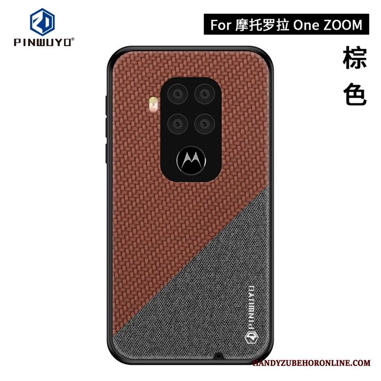 Motorola One Zoom Etui Na Telefon Cienkie Płótno Wzór Niebieski Futerał