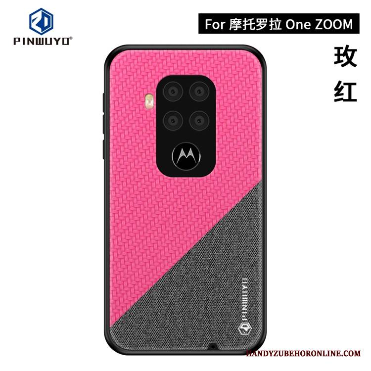 Motorola One Zoom Etui Na Telefon Cienkie Płótno Wzór Niebieski Futerał