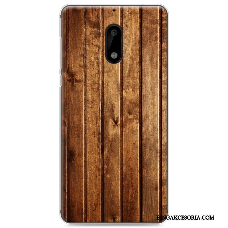 Nokia 6 Futerał Etui All Inclusive Kolor Vintage Niebieski Silikonowe Drewno