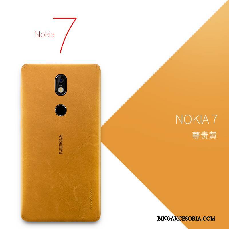 Nokia 7 Futerał Cienkie Prawdziwa Skóra Etui Ochraniacz All Inclusive Czarny Kreatywne