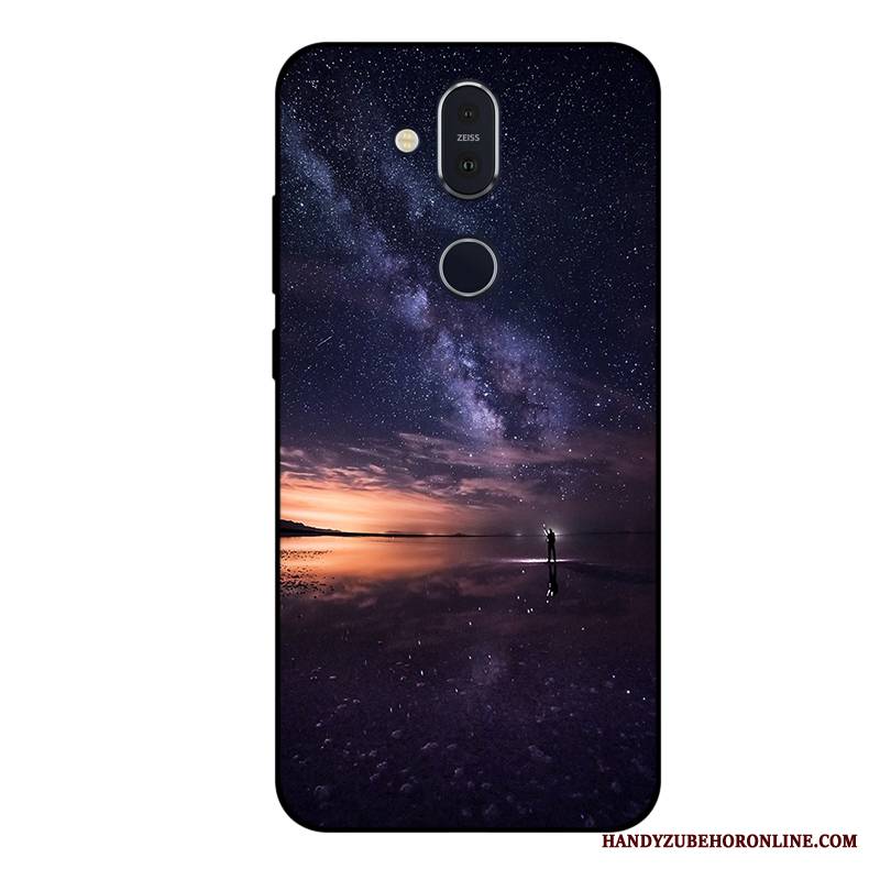 Nokia 8.1 Gwiaździsty Ochraniacz Futerał Miękki Purpurowy All Inclusive Anti-fall