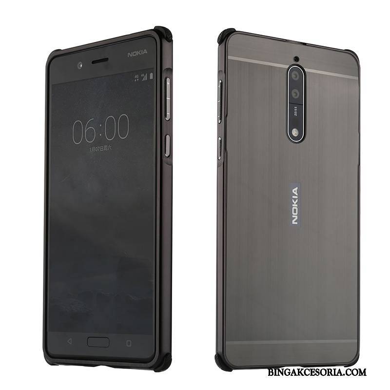 Nokia 8 Futerał Anti-fall Ochraniacz Tendencja Srebro Osobowość Metal Etui