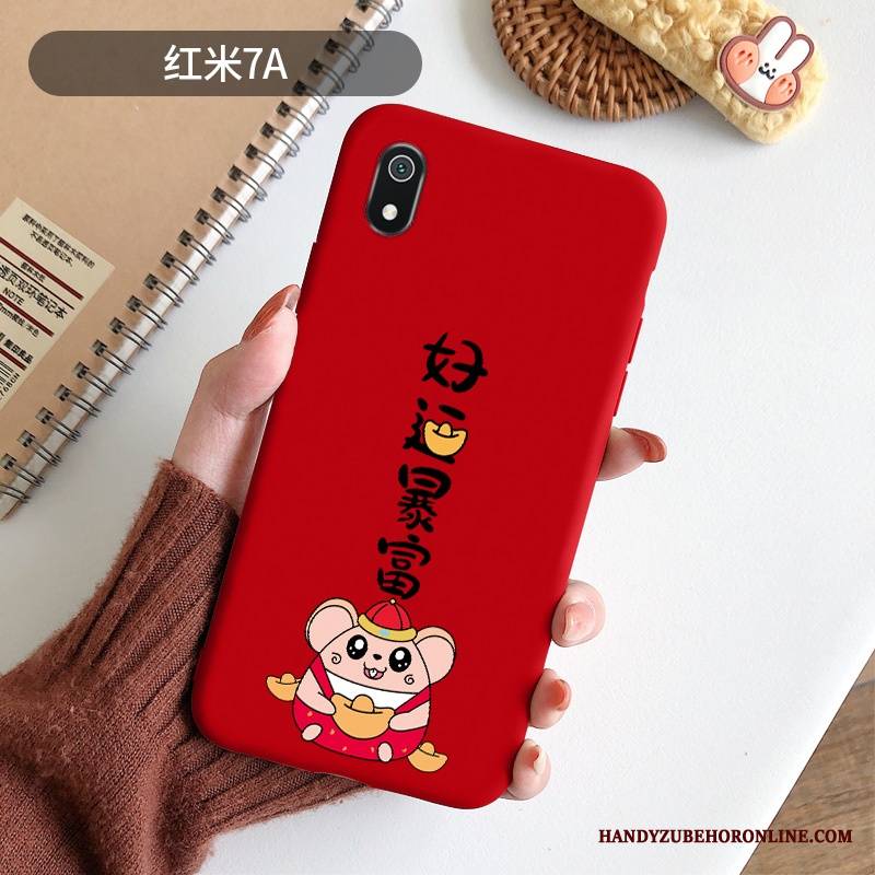 Redmi 7a Futerał Anti-fall Kreskówka Chiński Styl Mały Czerwony Silikonowe Rat