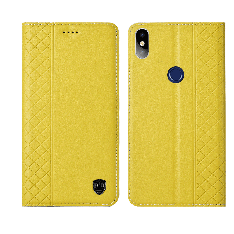 Redmi Note 6 Pro Futerał W Kratę Telefon Komórkowy Czerwony Prawdziwa Skóra Ochraniacz Anti-fall Etui