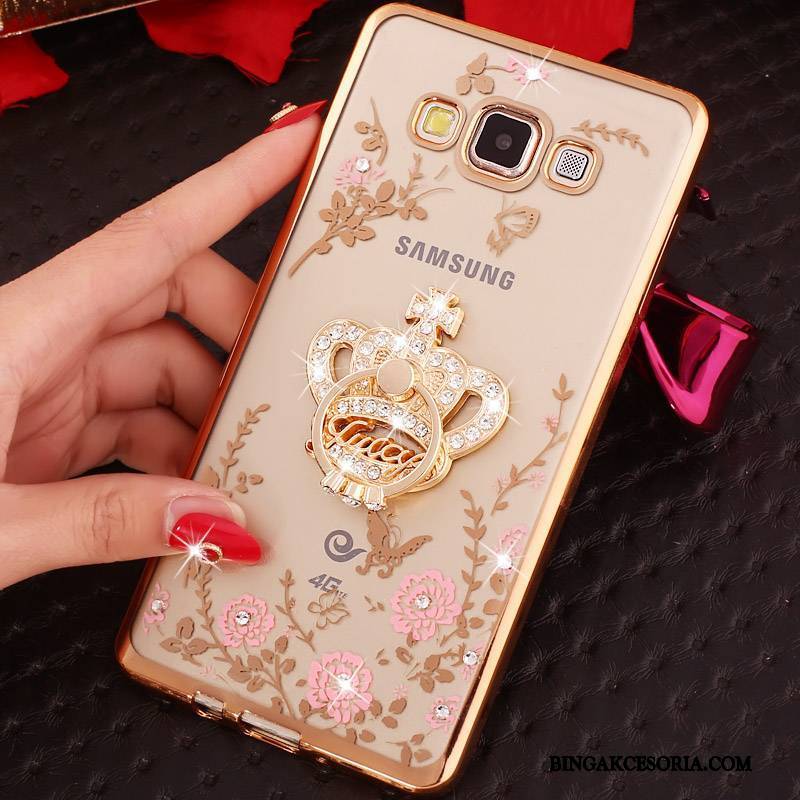 Samsung Galaxy A3 2015 Silikonowe Futerał Etui Na Telefon Miękki Rhinestone Złoto Ochraniacz