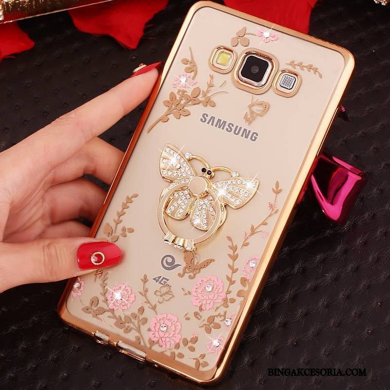 Samsung Galaxy A3 2015 Silikonowe Futerał Etui Na Telefon Miękki Rhinestone Złoto Ochraniacz