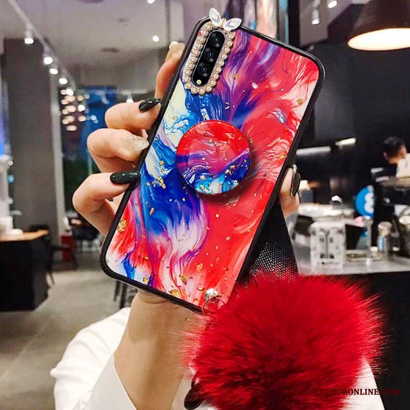 Samsung Galaxy A30s Futerał Etui Anti-fall Czerwony Netto Ochraniacz Modna Marka Wspornik Rhinestone