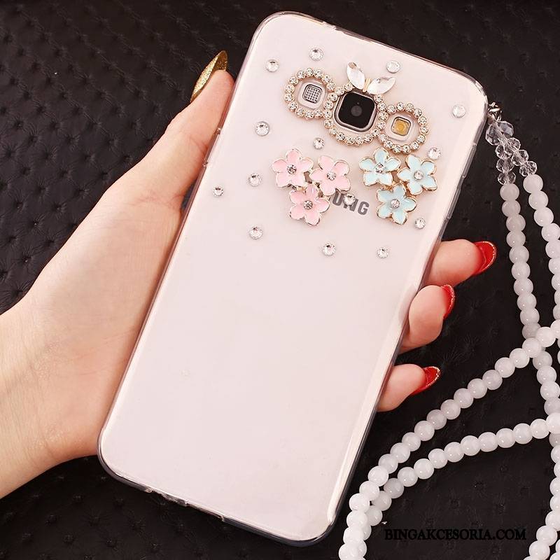 Samsung Galaxy A7 2015 Futerał Etui Na Telefon Silikonowe Ochraniacz Rhinestone Gwiazda Anti-fall Biały